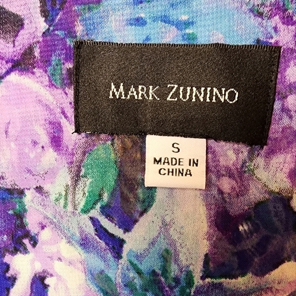 Mark Zunino Royal Blue Floral Tunic Length Kaftan Top, Size Small - Picture 3 of 5